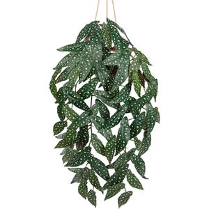 Large Fake Hanging Plants in Pot with Hook, 37" Artificial Hanging Begonia Vines Plants, Fake Potted Tropical Plants for Room Wall Living Room Bathroom Kitchen, Big Faux Ivy Houseplants for Shelf (# Green Anthurium Crystallinum)