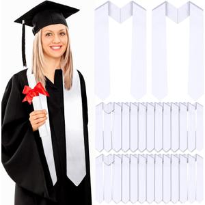 Giegxin 50 Pcs Unisex Graduation Stoles Bulk Adult Sublimation Blank Plain Sash Grad Satin Honor Stole
