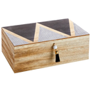 Juvale Small Wooden Decorative Box with Hinged Lid & Tassel, Jewelry & Trinket Storage - Wooden Jewelry Box - 9.4 x 6 x 3 Inches