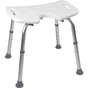 Medical U-Shaped Shower Chair for Inside Shower or Tub, Adjustable Bath Seat with Cutout for Hygiene,Wide Shower Bench for Seniors,Elderly and Disabled, Tool-Free Setup, Certified 300lbs,White (19 Inch (Pack of 1))