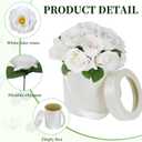 2 x White Artificial Flowers Fake Roses Silk Flowers Box Set for DIY Wedding Cake Bouquets Centerpieces Arrangements Party Baby Shower Home Decorations(7 PCS)