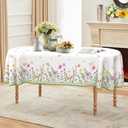 Spring Summer Flower Tablecloth Oval 52x70 Inch, Oval Floral Tablecloths Stain Resistant Wrinkle Free Wildflower Table Cloth Decor for Dinner Party Picnic