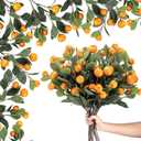 10 Pcs Artificial Tangerine Branches 25 Inch Realistic Faux Oranges Fruit with Green Leaves Simulation Orange Branch Decorative Kumquat Tangerine for Vase Home Party Decoration (6 Oranges)