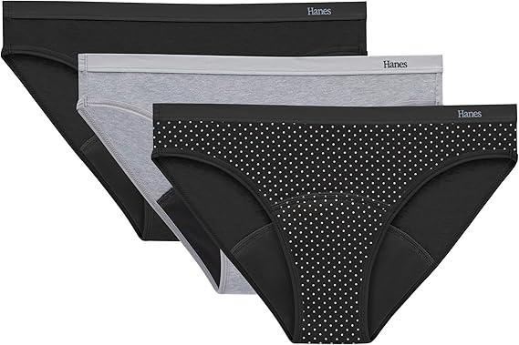 Hanes womens Comfort, Period. Bikini Period Underwear, Super Leaks Post-partum & Period Underwear, 3-pack Medium Hanes womens Comfort, Period. Bikini Period Underwear, Super Leaks Post-partum & Period Underwear, 3-pack Medium