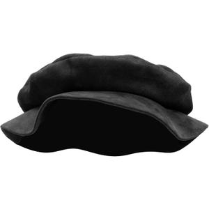 FURPHI Medieval Tudor Flat Cap Faux Suede Beret Hat Renaissance Festival Costume Accessories for Men Women