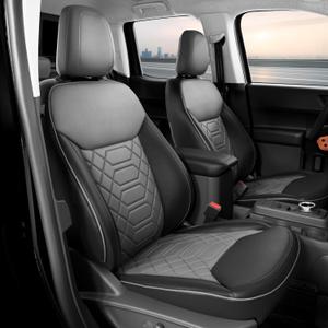 FREESOO for Ford Maverick Seat Covers XL XLT Lariat 2022 2023 2024 2025, Faux Leather Seat Covers Full Set Waterproof - BlackGrey
