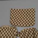 ZLFSRQ 3Pcs Checkered Makeup Bag for Women Large Small Checkered Cosmetic Bag Set Aesthetic Preppy Pencil Case Cute Pencil Pouch Brown Makeup Pouch for Purse Travel Toiletry Bags Zipper Skincare Bags