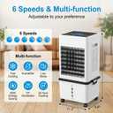 Swamp Cooler, 4-in-1 Portable Air Conditioners with 6 Speeds & Remote, Evaporative Swamp Cooler with Night Light, 24H Timer, 2.64 Gal (10L) Detachable Water Tank for Bedroom Office