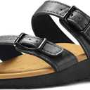 mysoft Women's Slide Sandals Adjustable Orthopedic Flip Flops Arch Support Comfortable Walking Summer Shoes (9.5, Black)