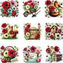 9Pcs Spring Flowers Iron on Decals for Clothing DIY Heat Transfer Vinyl Stickers for T-Shirt Jeans Pillow Cover Craft Appliques Decor