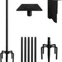 90Inch Heavy Duty Bird House Pole Mount Kit with Frosted, Bird Feeder Pole Kit with 5 Prongs Base and 2 Plates, for Outdoor, Yard, Garden, Black(Birdhouse Not Include)