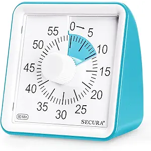 60-Minute Visual Timer, Classroom Timer, Countdown Timer for Kids and Adults, Time Management Tool for Teaching (Blue