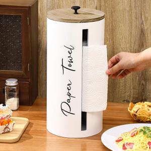 Farmhouse Paper Towel Holder Rustic Wall Mounted Paper Towel Dispenser with Wooden Lid for Kitchen Home Decor Country Bathroom