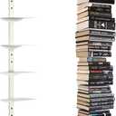 Floating Book Shelves for Wall, 8 Tier Invisible Floating Bookshelf, Vertical Spine Book Tower, Wall Mounted & Space Saving, Heavy Duty Metal Book Organizer for Home Office, 4 Pack White