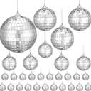 HyDren 30 Pcs Mini Disco Ball Hanging Mirror Reflective Disco Ball Ornaments Decorations for Wedding Party Cake Decor(3.15/2.36/1.57/0.79 Inches)