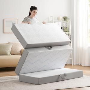 Folding Mattress Twin, 4 Inch Memory Foam Foldable Mattress Twin, Trifold Mattress with Breathable & Washable Cover, Portable Mattress for Guest Bed, 75"x38"x4"