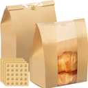 TWOWYHI 100PCS Paper Bread Bags for Homemade Breads 16105 inch Sourdough Bread Bags with 100 Stickers Kraft Paper Breads Bag with Clear Window for Cookie Bakery Bag