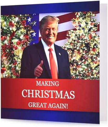 10 Pcs VIVIKEN Funny Trump Christmas Card, Humor Donald Trump Merry Christmas Cards for Women Men, Trump Xmas Greeting Card for Husband Wife, Trump Christmas Gifts Cards for Her Him Fans Friends