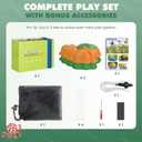 2-in-1 Kids Water Sprinkler & Balance Stepping Stone  2025 New Upgrade Glowing Octopus Garden Toy with LED Lights, Detachable Spray Nozzle, Anti-Slip, Stackable & Storage Bag(Orange & Green)