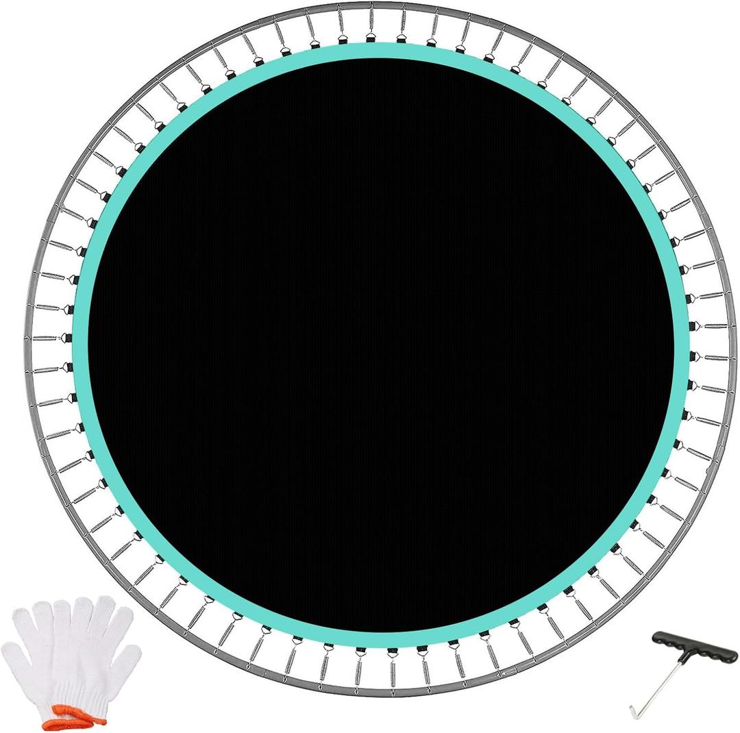Trampoline Replacement Mat, Fit 12 Ft Round Trampoline with 72 V-Hooks Using 5.3-5.7" Springs, UV-Resistant, with Install Tool (Spring not Included)