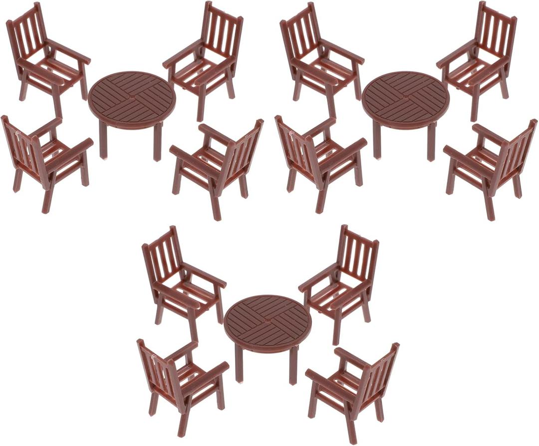 Toyvian 4 Sets Dollhouse Miniature Furniture Mini House Table and Chair Models Set 1: 50 Plastic Furniture for DIY Fairy Garden Dollhouse Decoration Pretend Table Chair