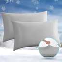 2 Pack Cooling Pillow Cases, Arc-Chill Q-max>0.5 Stretch Cooling Pillowcases for Hair Skin and Hot Sleepers, Soft Silky Summer Pillow Cover with Zipper for Standard & Queen Size Pillows - Gray