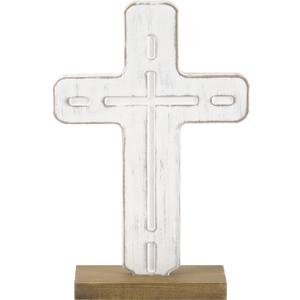 NIKKY HOME Cross for Table, Wooden Standing Cross, Rusic Table Cross for Home Decor, Religious First Communion Church Decoration Christian Religious Gifts