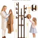 Rotary Coat Rack Freestanding - Solid Wood Coat Tree with 9 hooks & 3 Storage Shelves for Purse, Bag, Jacket, Hat, Corner Hanger Stand Racks for Hall, Entryway, Office, Modern Clothes Holder