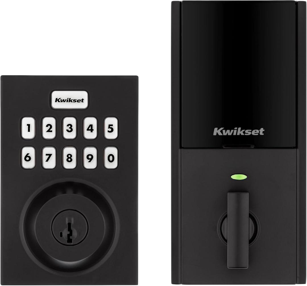 Kwikset HomeConnect 620 Z-Wave Long Range Enabled Keypad Smart Lock Convenient Keyless Entry, Customizable User Codes, Ring Alarm Compatible, Hub Required, Sold Separately Matte Black Contemporary