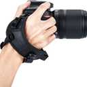 JJC Deluxe Microfiber Camera Hand Strap, Secure Padded Camera Holder Wrist Strap for Canon Nikon Sony Fujifilm Olympus DSLR and Mirrorless, Must Have Photography Accessories for Photographers (Black Thread)