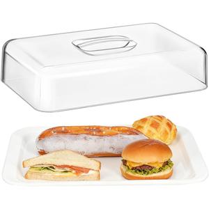 Luxshiny Rectangular Acrylic Cake Stand Cover, 10.82 Inch Transparent Food Dome for Cakes Bread Desserts Snacks Home Kitchen and Restaurant Use