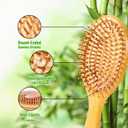 SIMPOR 5 Piece Bamboo Hair Brush Set, Natural Wooden Comb and Detangling Hairbrush for Women, Men and Kids, Scalp Massage Oval Brushes, Wide Tooth and Tail Combs for Wet, Dry, Thick, Curly Hair