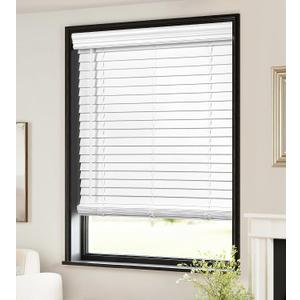 LazBlinds 2-inch Cordless Faux Wood Blinds with Royal Valance, Room Darkening Horizontal Window Blinds, Inside Mount Blinds for Windows - Fit for Window 30.375" W x 60" H - White