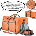 Travel Duffle Bag for Men, 65L Foldable Travel Duffel Bag with Shoes Compartment Overnight Bag for Men Women Waterproof & Tear Resistant (Orange)