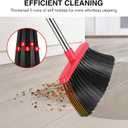 NACENA Broom and Dustpan Set, 52-in Long Adjustable Handle Broom Dustpan Combo with Dustpan Teeth to Automatically Clean Hair Suitable for Home Kitchen Office Hall FloorBlack&Red