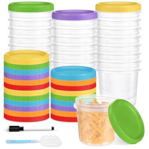 Yomarket 16 oz Plastic Deli Containers with Lids, 12 Pack Stackable Small Freezer Container, Reusable 2 Cup Food Storage Containers with Pen and Brush, Microwave & Dishwasher Safe, BPA Free