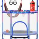 Yohood 55" Trampoline for Kids with Enclosure, 6-in-1 Toddler Trampoline Indoor Outdoor, Upgrade Full Anti-Rust Tube with Adjustable Gymnastics Bars for Boys Girls