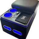 Center Console Armrest Organizer with Wireless Charging Phone Holder & Cup Holders for Car & Minivan & Van Truck Floor Cab Back Bench Seat Storage Box - Black