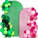 Sequin Green and Pink Arch Backdrop Cover Set of 2 Witch Themed Party Decorations Backdrop Stand Cover 6ft, 7.2ft for Witch and Princess Musical Theatre Birthday Party Supplies