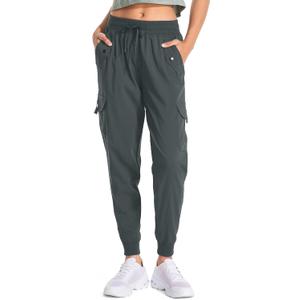Women's Hiking Cargo Pants Quick Dry Lightweight Elastic Waist Outdoor Trail Safari Golf Casual (Gray, S)