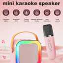 Mini Karaoke Machine Speaker for Kids Adults,Portable Bluetooth with 1-2 Wireless Microphones,Christmas Birthday Gifts Toys Girls Boys Ages 4, 5, 6,7, 8,9,10,11,12+ Years Old Toddler (Pink - 2 Mic)