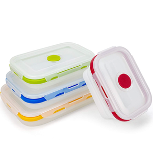 Collapsible Food Storage Containers with Lids, Reusable Silicone Food Containers, Silicone Bento Lunch Box, for Freeze or Store, Food Grade, Leakproof, Space Saving, Set of 5