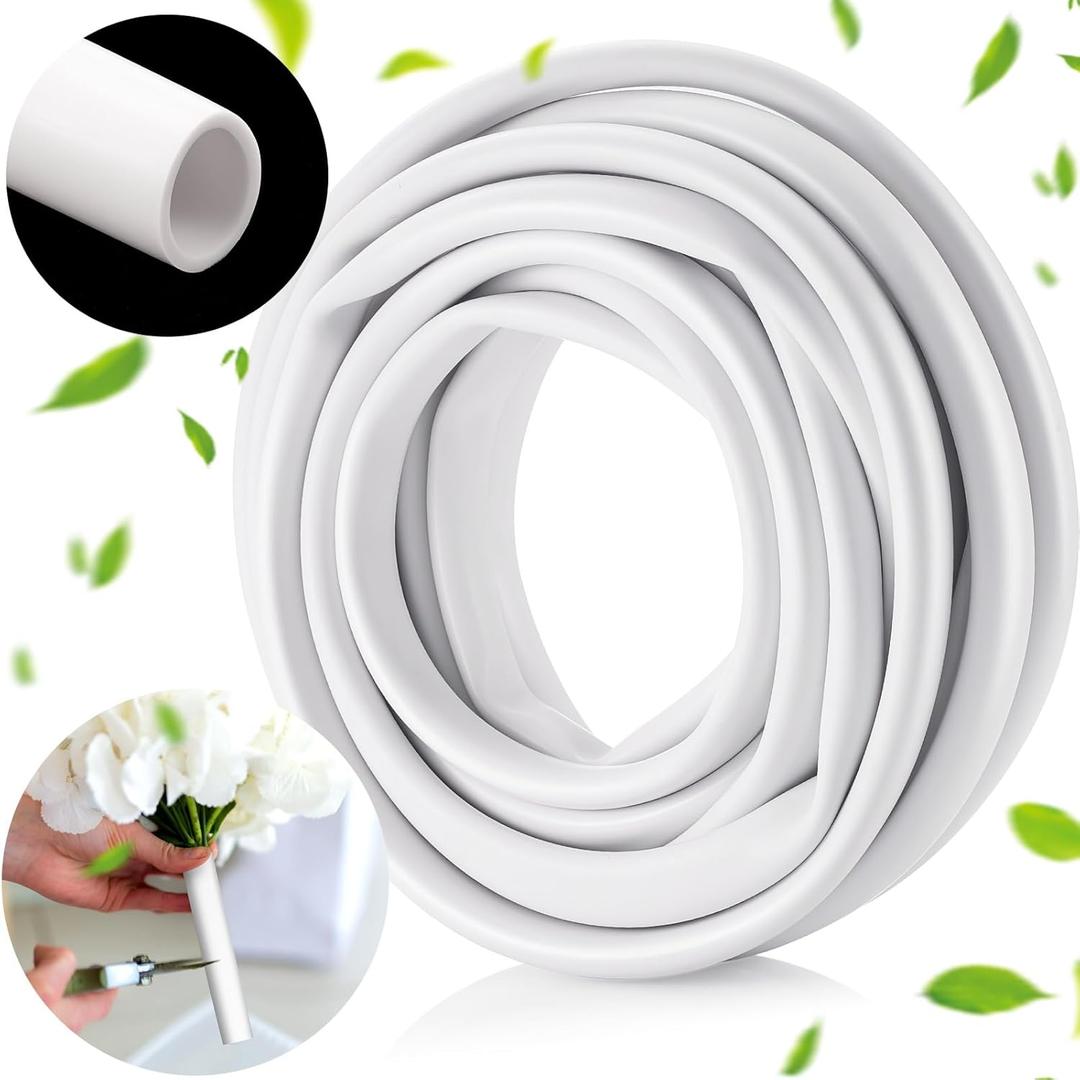 Nuanchu 35ft Flexible PVC Pipe for Artificial Flowers, Long Flexible Tubing for Fake Flowers, Wedding Arch Building, Pipe Stem Tubing for Floral Arrangement, DIY Arts Craft Cosplay Props (16mm, White)