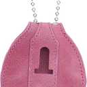 Law Enforcement Dusty Rose Pink Full Grain Leather Oval Badge Holder Belt Clip - Optional to Use Around The Neck