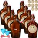 Chengu 8 Pack 8 oz Vanilla Extract Amber Bottles with Swing Top Flask Whiskey Pocket Brown Glass Flask for Homemade Vanilla Extract Lemon Kombucha Water Apply Christmas Wedding Gift