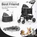 3-in-1 Folding Pet Stroller with Detachable Carrier – Lightweight Foldable Stroller for Cats & Dogs, Dog Carriers & Travel Products Solution with Safety Lock + Storage Basket