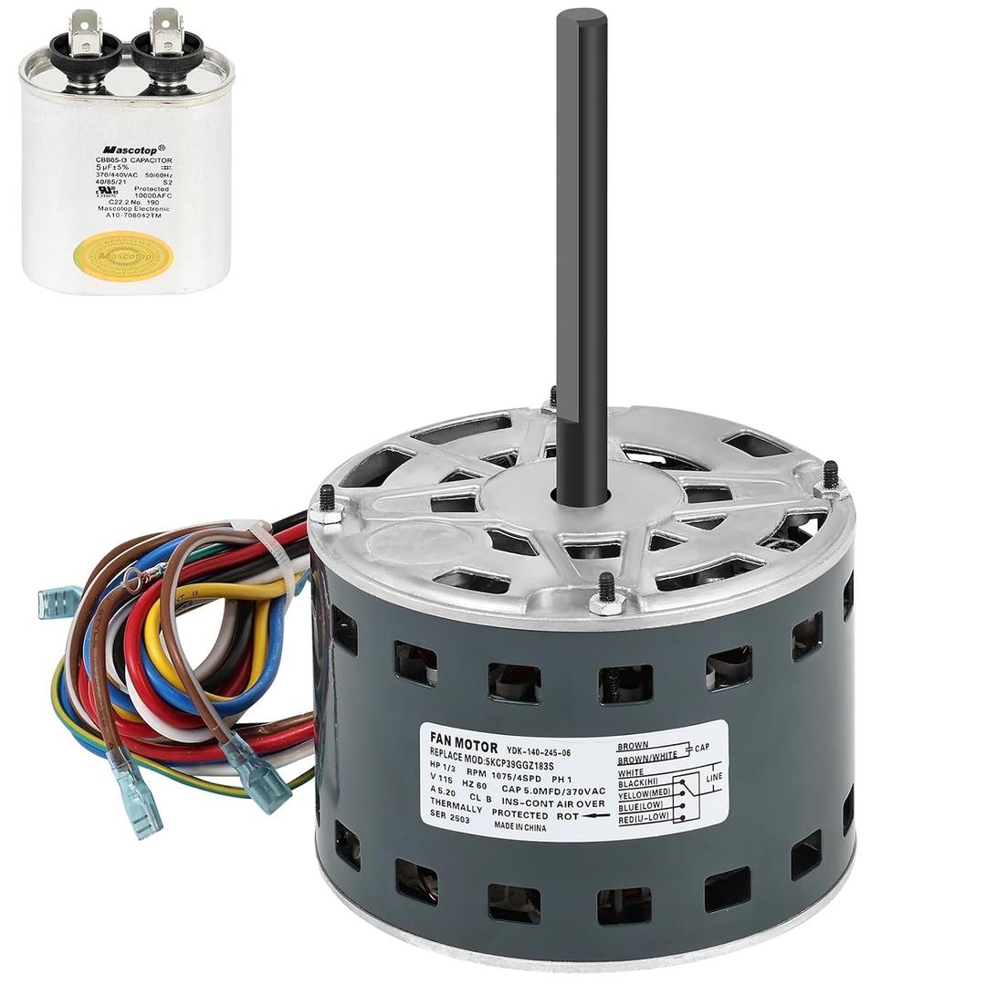 5KCP39GGZ183S Blower Motor for Carrier - 1/3 HP Conditioner Motor | 115V 60Hz 1075RPM 4 Speed | Replacement Furnace Blower Fan Motors | CWSE=CCWLE| Quiet Efficient Includes 1*Capacitor