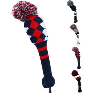 Golf Head Covers Knitted Woods Driver Fairway Hybrid Pom Pom Cover Washable Soft Kint Headcover 1 3 5 for Men Women Kids Sold in Separate