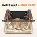 Stainless Steel Litter Box with High Sides, XL High Sided Cat Litter Pan, Open Top Extra Large Metal Cat Litter Box, Non-Stick, Odor Free, Leakproof, Scoop Included, Gray