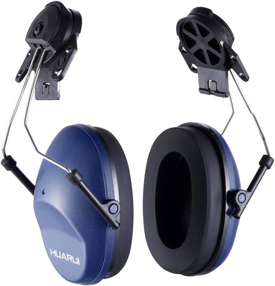 Noise Cancelling Helmet Attachable Ear Muffs Blocking Sound Reduction Ear Protection for Construction Site,Adaptors (Large, Blue)